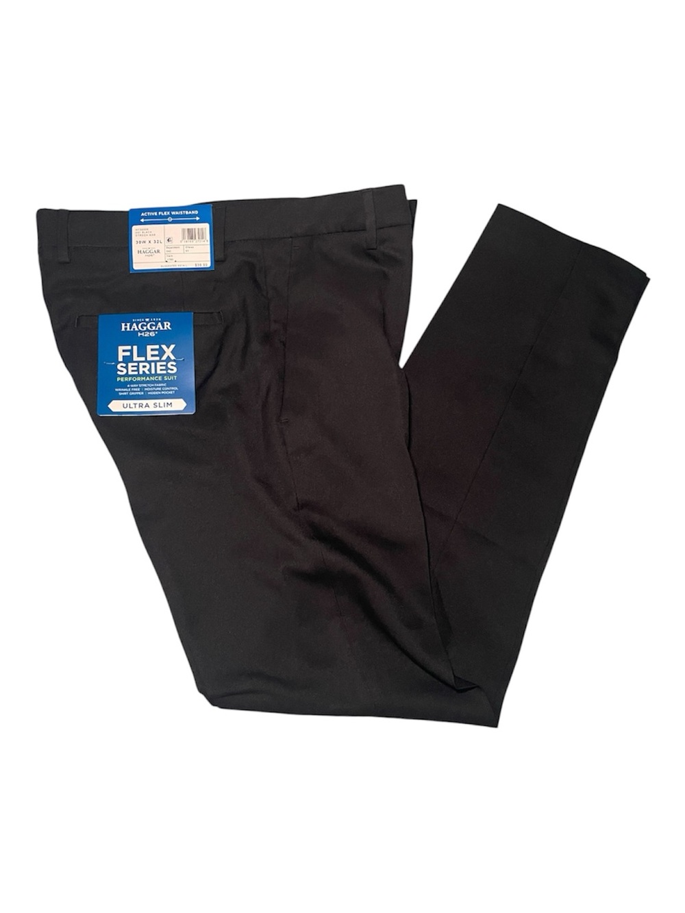 Haggar H26 Flex Series Ultra Slim Suit Dress Pants Black 30x32 NWT